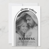 Moderne zwarte witte boog en foto bruiloft kaart (Voorkant)