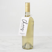 Moderne Zwarte & Witte Borstel Lettering Proost Fe Flessenhanger (Schuin)