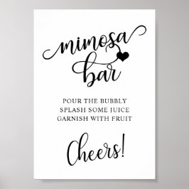 Moderne Zwarte Witte Bruidsdouche Feest MIMOSA BAR Poster