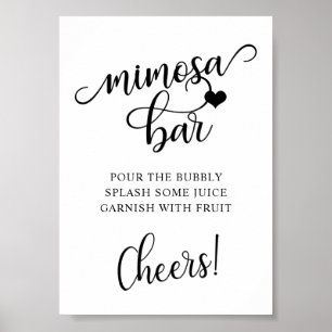 Moderne Zwarte Witte Bruidsfeest Borrel MIMOSA BAR Poster
