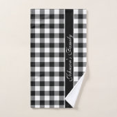 Moderne zwarte & witte buffelcontroletenfamilie bad handdoek (Handdoek)