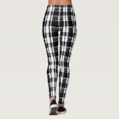 Moderne zwarte witte buffelplaid patterned leggings (Achterkant)