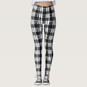 Moderne zwarte witte buffelplaid patterned leggings (Voorkant)