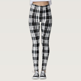 Moderne zwarte witte buffelplaid patterned leggings