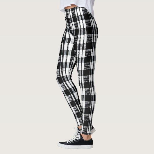 Moderne zwarte witte buffelplaid patterned leggings (Links)
