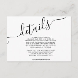 Moderne zwarte witte casual typografie chic detail informatiekaartje