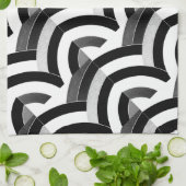 moderne zwarte/witte chevrons theedoek (Gevouwen)