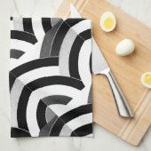 moderne zwarte/witte chevrons theedoek (Quarter Fold)