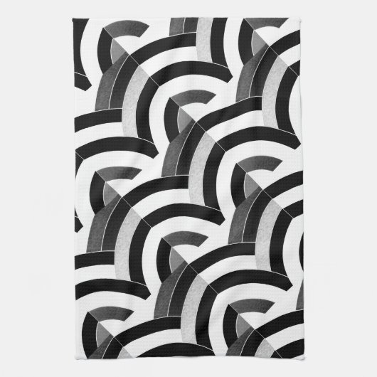 moderne zwarte/witte chevrons theedoek (Verticaal)