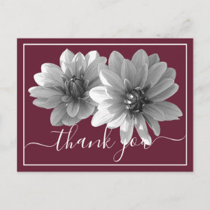 Moderne Zwarte & Witte Dahlia Botanisch Dank je we Briefkaart