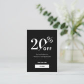    Moderne zwarte & witte Discount kaart Kortingskaartje (Staand voorkant)
