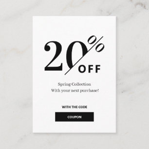 Moderne zwarte & witte Discount kaart Kortingskaartje