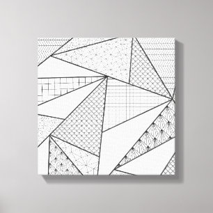 Moderne zwarte witte driehoeken Geometrisch patroo Canvas Afdruk