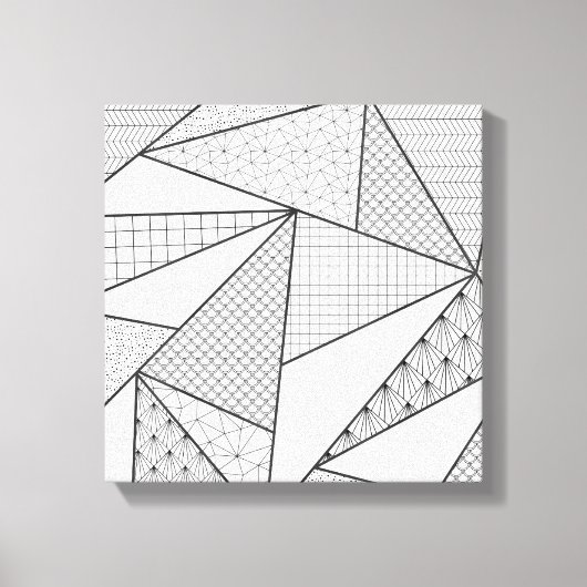 Moderne zwarte witte driehoeken Geometrisch patroo Canvas Afdruk (Voorkant)