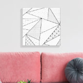 Moderne zwarte witte driehoeken Geometrisch patroo Canvas Afdruk (Insitu (Woonkamer))