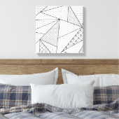 Moderne zwarte witte driehoeken Geometrisch patroo Canvas Afdruk (Insitu (Slaapkamer))