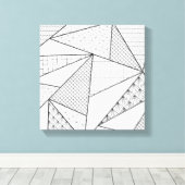 Moderne zwarte witte driehoeken Geometrisch patroo Canvas Afdruk (Insitu (Houten vloer))