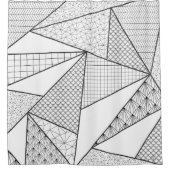 Moderne zwarte witte driehoeken Geometrisch patroo Douchegordijn (Voorkant)