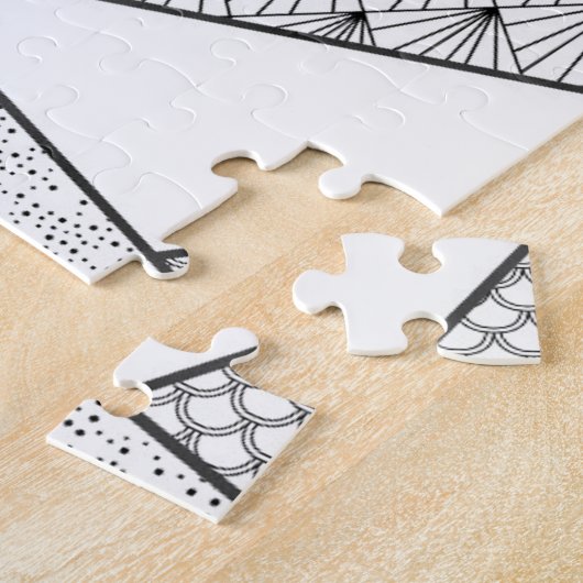 Moderne zwarte witte driehoeken Geometrisch patroo Legpuzzel (Zijkant)
