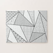 Moderne zwarte witte driehoeken Geometrisch patroo Legpuzzel (Horizontaal)