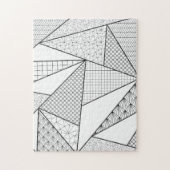Moderne zwarte witte driehoeken Geometrisch patroo Legpuzzel (Verticaal)