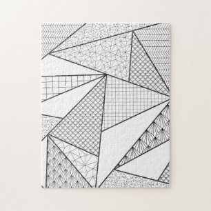 Moderne zwarte witte driehoeken Geometrisch patroo Legpuzzel