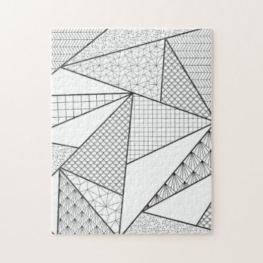 Moderne zwarte witte driehoeken Geometrisch patroo Legpuzzel (Verticaal)