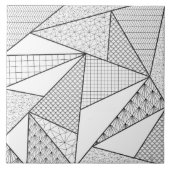 Moderne zwarte witte driehoeken Geometrisch patroo Tegeltje (Voorkant)