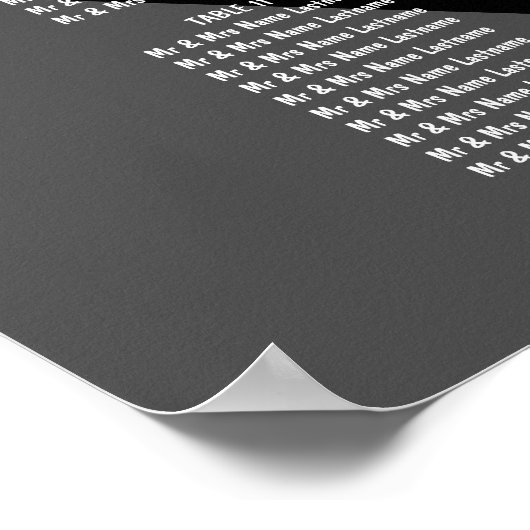 Moderne zwarte witte driehoekige tabel met zitplaa poster (Hoek)