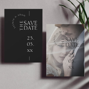 Moderne Zwarte Witte Eenvoudige Foto Huwelijk Save The Date