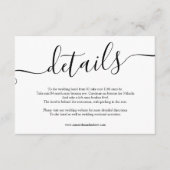 Moderne zwarte witte eenvoudige trouwdetails informatiekaartje (Voorkant)