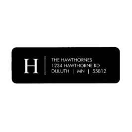 Moderne Zwarte Witte Elegante Monogram Retouradres Etiket