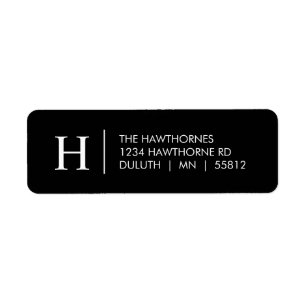 Moderne Zwarte Witte Elegante Monogram Retouradres Etiket