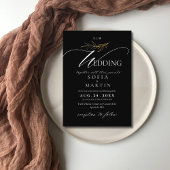 Moderne Zwarte Witte Elegante Script Huwelijksfoto Kaart