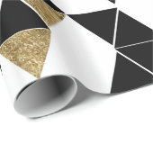 Moderne zwarte, witte en Faux Gold-driehoeken Cadeaupapier (Rol Hoek)