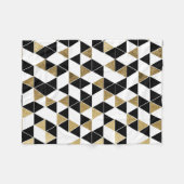 Moderne zwarte, witte en Faux Gold-driehoeken Fleece Deken (Voorkant (Horizontaal))
