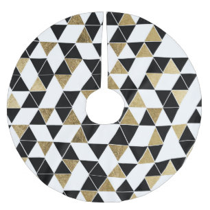 Moderne zwarte, witte en Faux Gold-driehoeken Kerstboom Rok