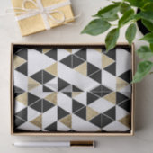 Moderne zwarte, witte en Faux Gold-driehoeken Tissuepapier (Geschenk)