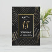Moderne zwarte, witte en gouden 18e verjaardag kaart (Staand voorkant)