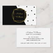 Moderne zwarte witte en gouden kleurenblokpunten visitekaartje (Voorkant / Achterkant)