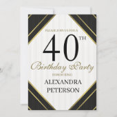 Moderne zwarte witte en gouden strepen verjaardag kaart (Voorkant)