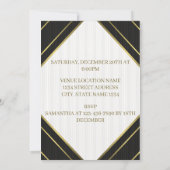 Moderne zwarte witte en gouden strepen verjaardag kaart (Achterkant)