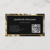 Moderne zwarte witte en goudkleurige QR-code Visitekaartje (Achterkant)