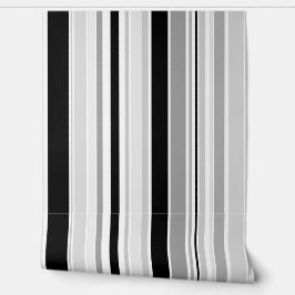 Moderne zwarte, witte en grijze gearceerde strepen behang