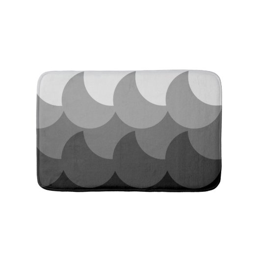 Moderne zwarte witte en grijze overlappende cirkel badmat (Voorkant)