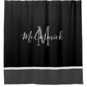 Moderne zwarte witte en grijze stripper naam douchegordijn (Voorkant)