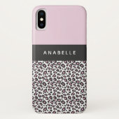 Moderne zwarte, witte en roze dierenluipaardprint Case-Mate iPhone case (Achterkant)