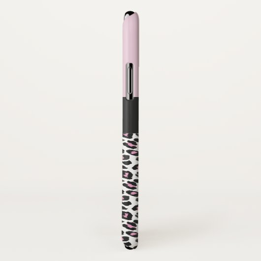 Moderne zwarte, witte en roze dierenluipaardprint Case-Mate iPhone case (Achterkant / rechts)