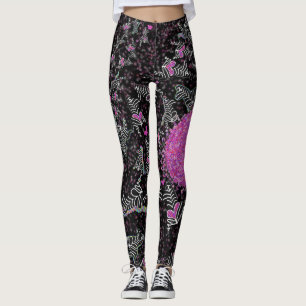 Moderne zwarte witte en roze discostreep leggings