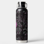 Moderne zwarte witte en roze discostreep waterfles (Achterkant)